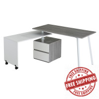 Techni Mobili RTA-2336-GRY Rotating Multi-Positional Modern Desk, Grey